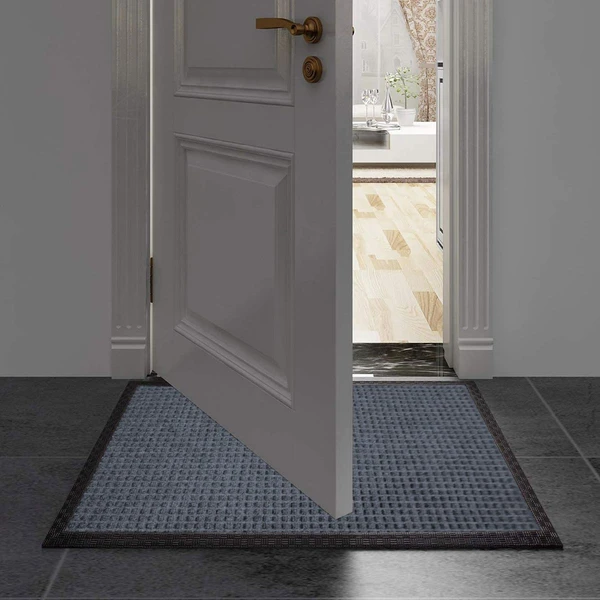 LUXE HOME INTERNATIONAL LuxeHomePVCRubberOutdoorDoorMatPolkadotDesignLongMainEntranceDoormateAntiSlipWaterproofWelcomeMatsforFloor,Bathroom,Kitchen,Office,Gym(Anthra,40x60cm,Packof1) - Anthra