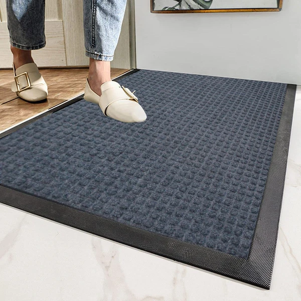 LUXE HOME INTERNATIONAL Luxe Home PVC Rubber Outdoor Door Mat Polkadot Design Long Main Entrance Doormate Anti Slip Waterproof Welcome Mats for Floor, Bathroom, Kitchen, Office, Gym (Anthra, 45x75 cm, Pack of 1 ) - Anthra