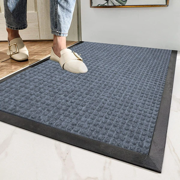 LUXE HOME INTERNATIONAL Luxe Home PVC Rubber Outdoor Door Mat Polkadot Design Long Main Entrance Doormate Anti Slip Waterproof Welcome Mats for Floor, Bathroom, Kitchen, Office, Gym (Grey, 60x90 cm, Pack of 1 ) - Grey