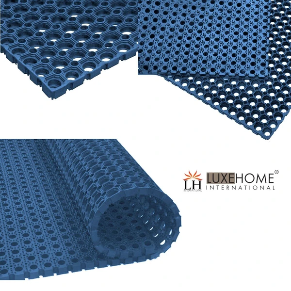 LUXE HOME INTERNATIONAL Luxe Home Rubber Door Mats with Holes 22 Mm Main Outdoor Entrance Doormate Anti Slip Waterproof Welcome Mats for Floor, Bathroom, Kitchen, Office, Gym ( Size - 30x55 ,Color - Blue ) - Blue