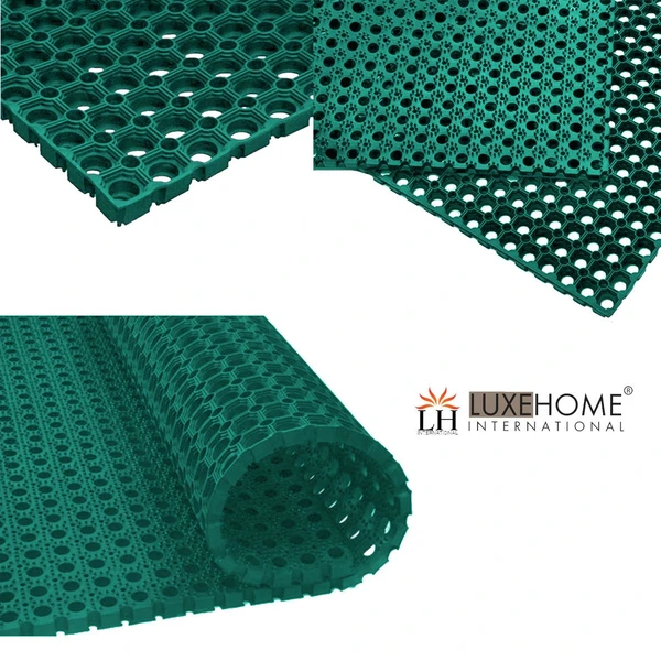 LUXE HOME INTERNATIONAL Luxe Home Rubber Door Mats with Holes 22 Mm Main Outdoor Entrance Doormate Anti Slip Waterproof Welcome Mats for Floor, Bathroom, Kitchen, Office, Gym ( Size - 30x55 ,Color - Green ) - Green