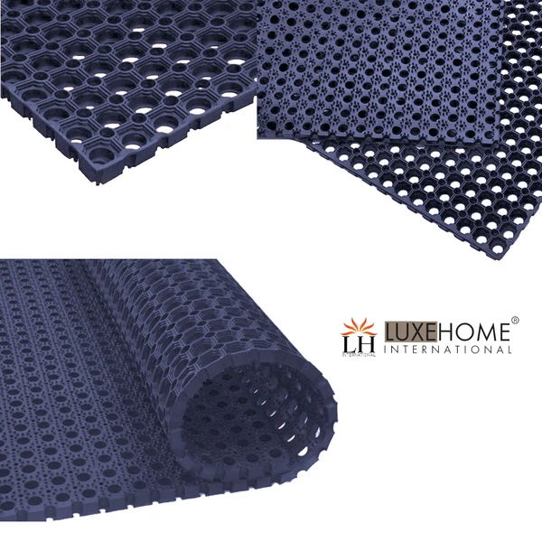 LUXE HOME INTERNATIONAL Luxe Home Rubber Door Mats with Holes 22 Mm Main Outdoor Entrance Doormate Anti Slip Waterproof Welcome Mats for Floor, Bathroom, Kitchen, Office, Gym ( Size - 30x55 ,Color - N. Blue ) - N. Blue