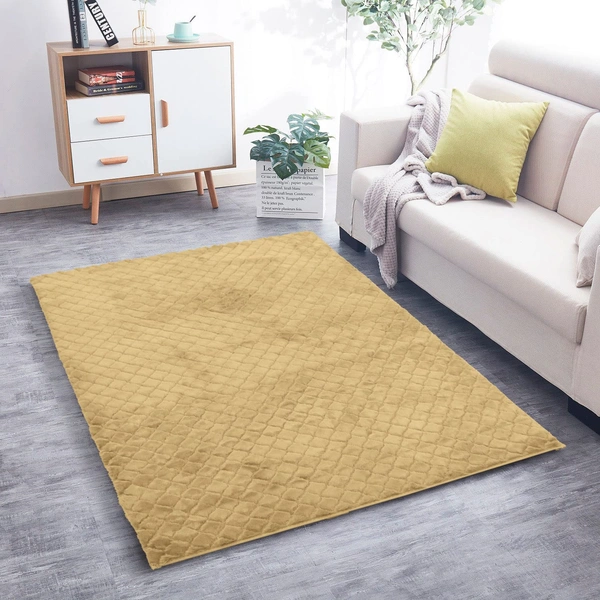 Luxe Home International Luxe Home Ruffle Floor Rug Rabbit Fur 1000 GSM Living Room Foot Mats Anti Skid Water Absorbent Easy Machine Washable Rug for Bedroom | Floor | 6 X 9 Ft | Gold | Pack of 1 - 6X9, Gold