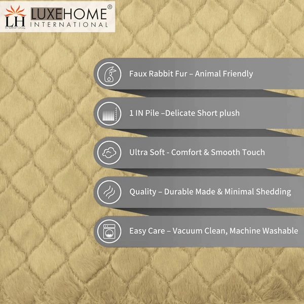 Luxe Home International Luxe Home Ruffle Floor Rug Rabbit Fur 1000 GSM Living Room Foot Mats Anti Skid Water Absorbent Easy Machine Washable Rug for Bedroom | Floor | 6 X 9 Ft | Gold | Pack of 1 - 6X9, Gold