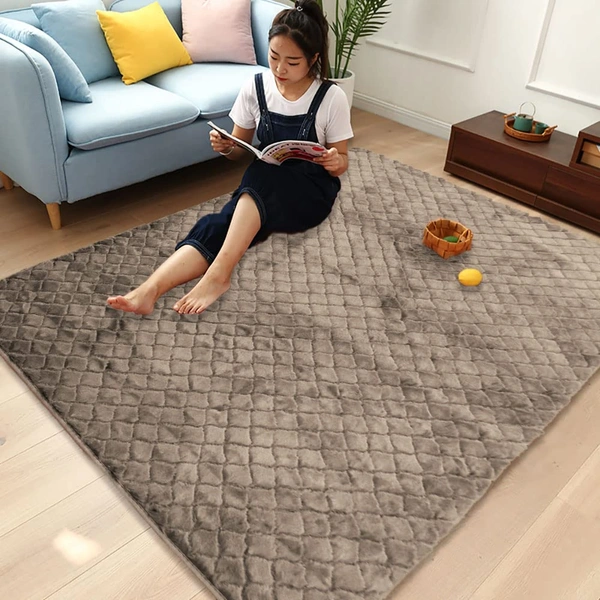 Luxe Home International Luxe Home Ruffle Floor Rug Rabbit Fur 1000 GSM Living Room Foot Mats Anti Skid Water Absorbent Easy Machine Washable Rug for Bedroom | Floor | 6 X 9 Ft | Taupe | Pack of 1 - 6X9, Taupe