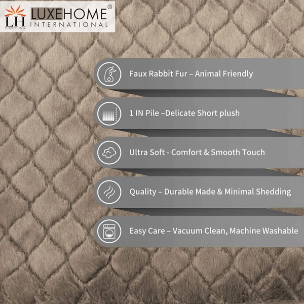 Luxe Home International Luxe Home Ruffle Floor Rug Rabbit Fur 1000 GSM Living Room Foot Mats Anti Skid Water Absorbent Easy Machine Washable Rug for Bedroom | Floor | 6 X 9 Ft | Taupe | Pack of 1 - 6X9, Taupe