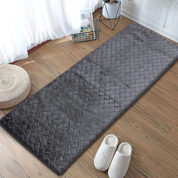 LUXE HOME INTERNATIONAL Luxe Home Runner 1000 GSM Rebbit Fur Anti Skid Slip Water Absorbent Machine Washable and Quick Dry Auatria Rugs ( Grey , 2 Ft x 5 Ft , Pack of 1 ) - Grey