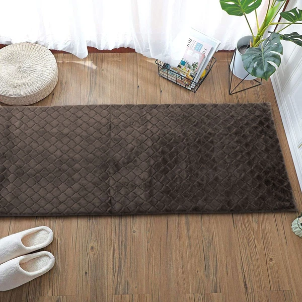 LUXE HOME INTERNATIONAL Luxe Home Runner 1000 GSM Rebbit Fur Anti Skid Slip Water Absorbent Machine Washable and Quick Dry Auatria Rugs ( Cocoa , 2 Ft x 5 Ft , Pack of 1 ) - Cocoa