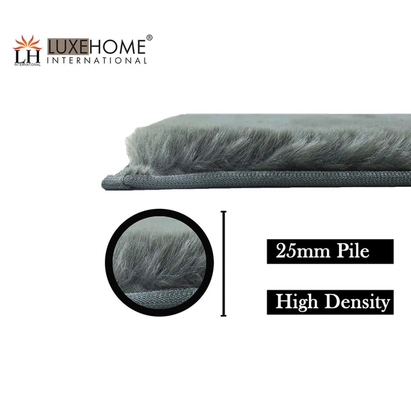 LUXE HOME INTERNATIONAL LuxeHomeAustriaBathMatRabbitFur1000GSMBathroomDoorFootMatsAntiSkidWaterAbsorbentEasyMachineWashableRug(Seige,60Cmx90Cm,Packof1) - Seige