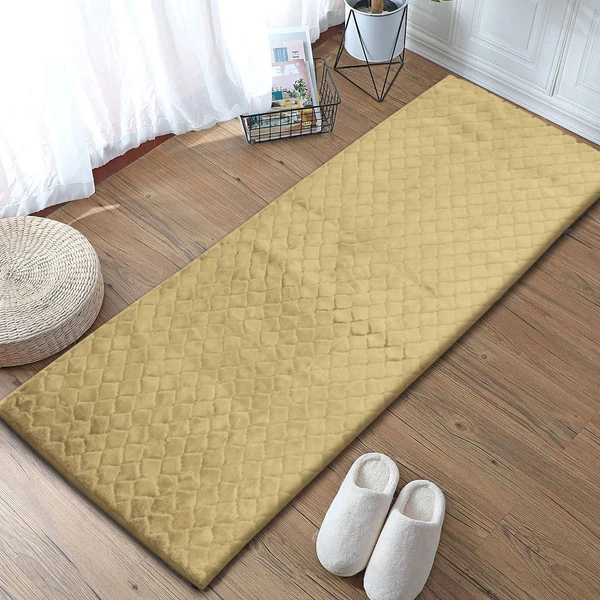 LUXE HOME INTERNATIONAL Luxe Home Runner 1000 GSM Rebbit Fur Anti Skid Slip Water Absorbent Machine Washable and Quick Dry Auatria Rugs ( Gold , 2 Ft x 5 Ft , Pack of 1 ) - Gold