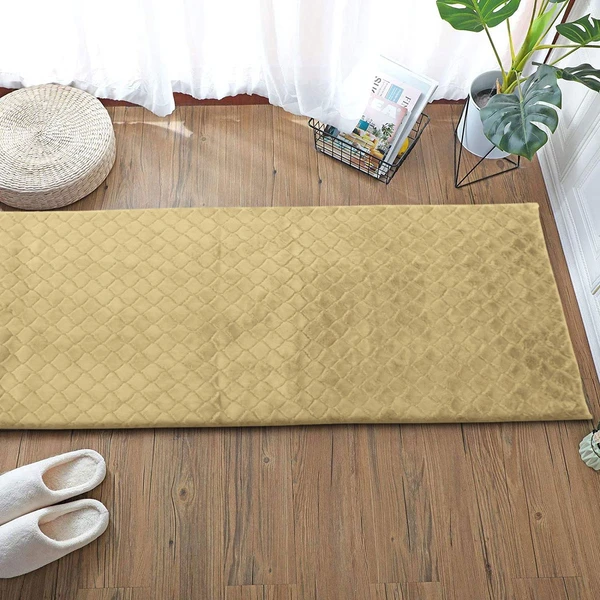 LUXE HOME INTERNATIONAL Luxe Home Runner 1000 GSM Rebbit Fur Anti Skid Slip Water Absorbent Machine Washable and Quick Dry Auatria Rugs ( Gold , 2 Ft x 5 Ft , Pack of 1 ) - Gold