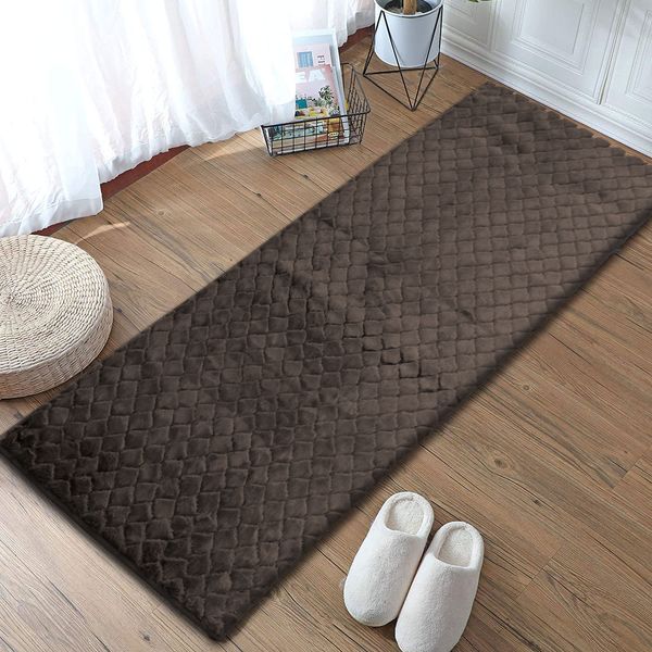 LUXE HOME INTERNATIONAL Luxe Home Runner 1000 GSM Rebbit Fur Anti Skid Slip Water Absorbent Machine Washable and Quick Dry Auatria Rugs ( Cocoa , 2 Ft x 5 Ft , Pack of 1 ) - Cocoa