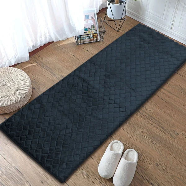 LUXE HOME INTERNATIONAL Luxe Home Runner 1000 GSM Rebbit Fur Anti Skid Slip Water Absorbent Machine Washable and Quick Dry Auatria Rugs ( Anthra , 2 Ft x 5 Ft , Pack of 1 ) - Anthra