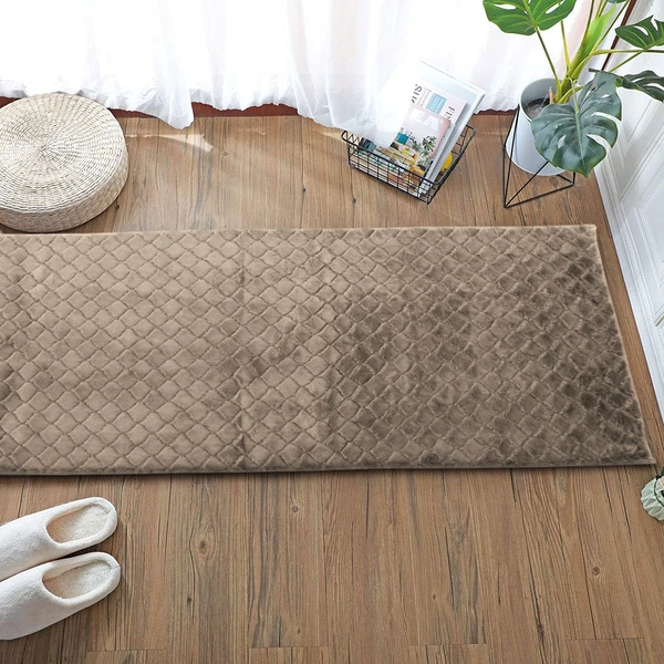 LUXE HOME INTERNATIONAL Luxe Home Runner 1000 GSM Rebbit Fur Anti Skid Slip Water Absorbent Machine Washable and Quick Dry Auatria Rugs ( Taupe , 2 Ft x 5 Ft , Pack of 1 ) - Taupe