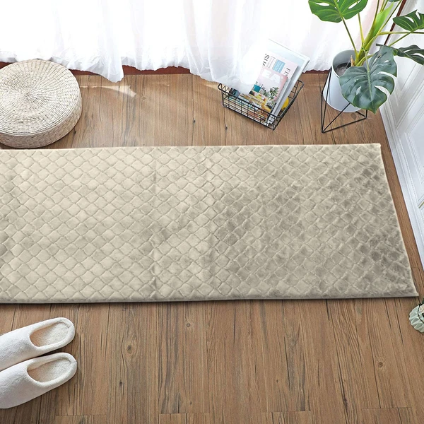 LUXE HOME INTERNATIONAL Luxe Home Runner 1000 GSM Rebbit Fur Anti Skid Slip Water Absorbent Machine Washable and Quick Dry Auatria Rugs ( Light Beige , 2 Ft x 5 Ft , Pack of 1 ) - Light Beige