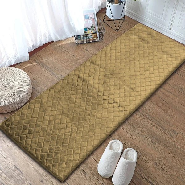 LUXE HOME INTERNATIONAL Luxe Home Runner 1000 GSM Rebbit Fur Anti Skid Slip Water Absorbent Machine Washable and Quick Dry Auatria Rugs ( Anti Gold , 2 Ft x 5 Ft , Pack of 1 ) - Anti Gold