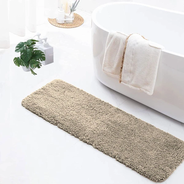 LUXE HOME INTERNATIONAL LuxeHomeRunner2800GSMMicrofiberAntiSlipWaterAbsorbentMachineWashableandQuickDryVegasMatsforBathroom,Kitchen,Entrance(Beige,2x5Ft,Packof1) - Beige