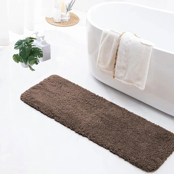 LUXE HOME INTERNATIONAL LuxeHomeRunner2800GSMMicrofiberAntiSlipWaterAbsorbentMachineWashableandQuickDryVegasMatsforBathroom,Kitchen,Entrance(Cocoa,2x5Ft,Packof1) - Cocoa