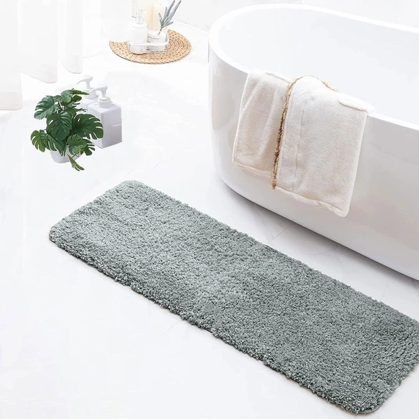 LUXE HOME INTERNATIONAL Luxe Home Runner 2800 GSM Microfiber Anti Slip Water Absorbent Machine Washable and Quick Dry Vegas Mats for Bathroom, Kitchen, Entrance ( Silver , 2x5 Ft , Pack of 1 ) - Silver