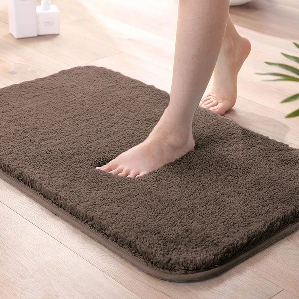 LUXE HOME INTERNATIONAL Luxe Home Bathmat 2800 GSM Microfiber Anti Slip Water Absorbent Machine Washable and Quick Dry Vegas Mats for Bathroom, Kitchen, Entrance ( Cocoa , 40x60 Cm , Pack of 1 ) - Cocoa