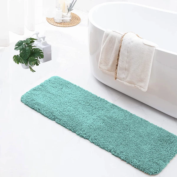 LUXE HOME INTERNATIONAL LuxeHomeRunner2800GSMMicrofiberAntiSlipWaterAbsorbentMachineWashableandQuickDryVegasMatsforBathroom,Kitchen,Entrance(Aqua,2x5Ft,Packof1) - Aqua