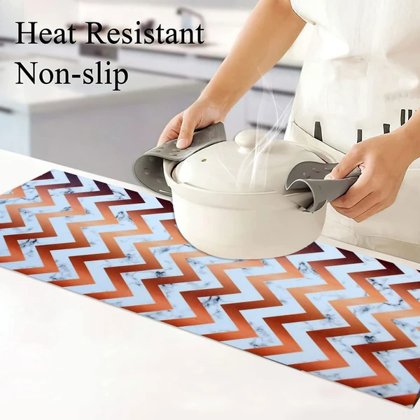 LUXE HOME INTERNATIONAL Luxe Home Runner Magic Rubber Non Slip Utensil Mat for Kitchen, Dining Table ( zig-zag, 1x4 Ft, Pice of 1) - zig-zag