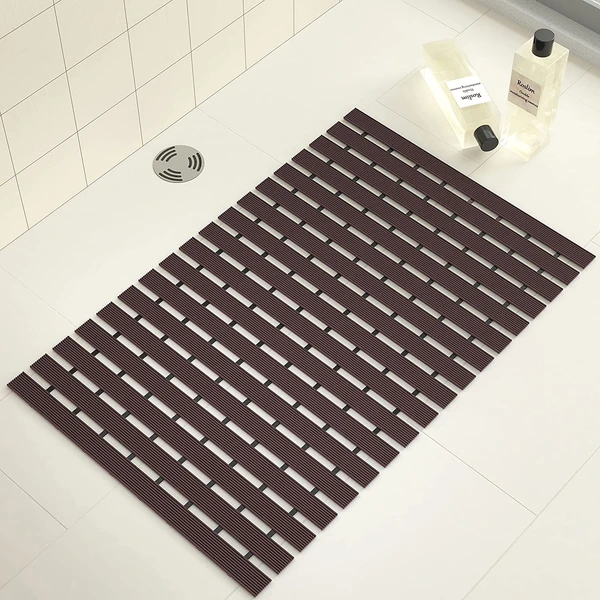 LUXE HOME INTERNATIONAL LuxeHomeShowerBathMatareNon-SlipwithHeavyDutyRubberforBathroomIndoororOutdoor,Bathtub,Kitchen,andFloorMats(Chocolate,17x26Inch,Packof1) - Chocolate