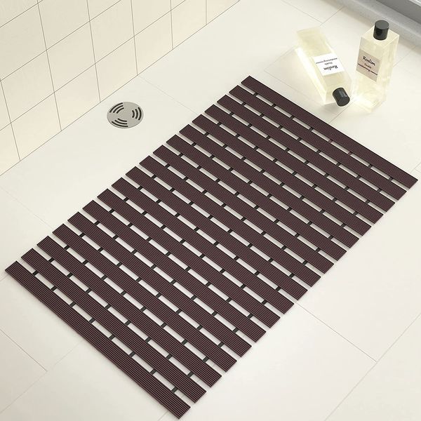 LUXE HOME INTERNATIONAL Luxe Home Shower Bath Mat are Non-Slip with Heavy Duty Rubber for Bathroom Indoor or Outdoor, Bathtub, Kitchen, and Floor Mats ( Chocolate, 17x26 Inch, Pack of 1 ) - Chocolate