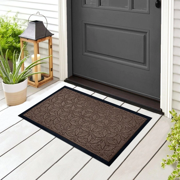 Luxe Home International Luxe Home Star Rubber Coir Door Mat Anti Slip Doormat for Indoor and Outdoor (Brown, 45cm x 75cm) - 45x75 cm, Brown