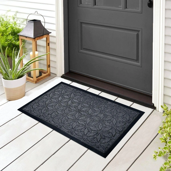 Luxe Home International Luxe Home Star Rubber Coir Door Mat Anti Slip Doormat for Indoor and Outdoor (Grey, 45cm x 75cm) - 45x75 cm, Grey