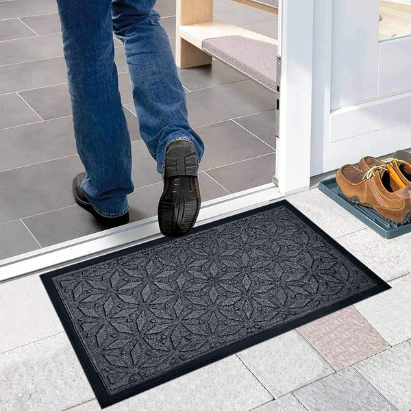 Luxe Home International Luxe Home Star Rubber Coir Door Mat Anti Slip Doormat for Indoor and Outdoor (Grey, 45cm x 75cm) - 45x75 cm, Grey