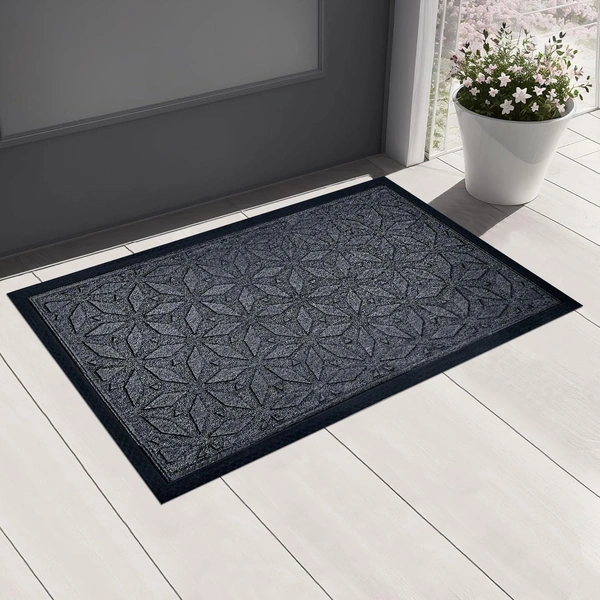 Luxe Home International Luxe Home Star Rubber Coir Door Mat Anti Slip Doormat for Indoor and Outdoor (Grey, 45cm x 75cm) - 45x75 cm, Grey