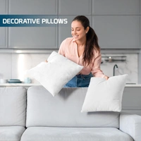 Luxe Home International Luxe Home Stripe Cushion Filler 16 inch x 16 inch for Sofa Cushion Covers (White, Set of 2) - 40x40 Cm, White