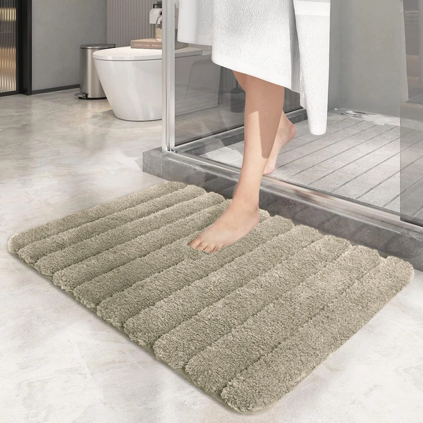 Luxe Home International Luxe Home Toronto Bathmat Super Soft Microfiber Non-Slip Bathroom mat for Home (40x60 cm, Taupe) - 40x60 cm, Taupe