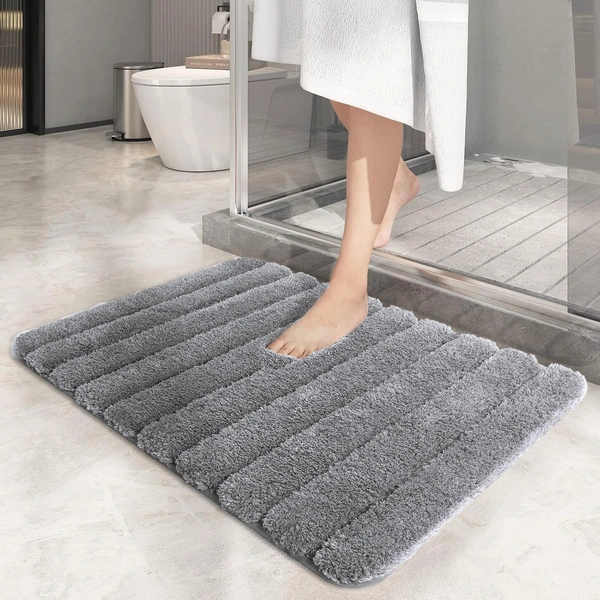 Luxe Home International Luxe Home Toronto Bathmat Super Soft Microfiber Non-Slip Bathroom mat for Home (40x60 cm, Grey) - 40x60 cm, Grey