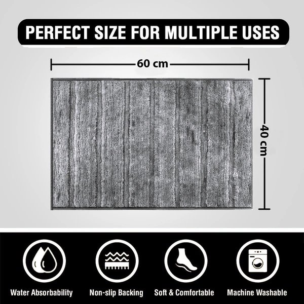 Luxe Home International Luxe Home Toronto Bathmat Super Soft Microfiber Non-Slip Bathroom mat for Home (40x60 cm, Grey) - 40x60 cm, Grey