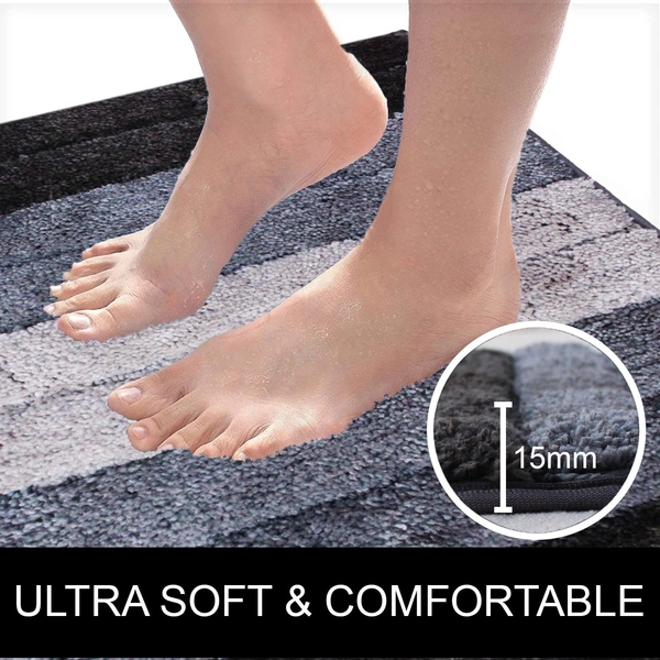LUXE HOME INTERNATIONAL Bath Mat Super Soft Non Slip Mat For Bathroom, Bedroom, Living Room - 40x60 cm, Shadow