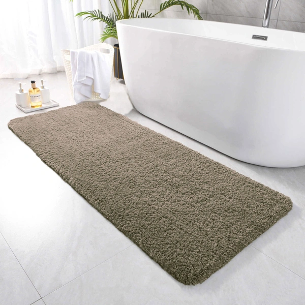 LUXE HOME INTERNATIONAL Runner Newman Microfiber 2500 GSM Anti Slip ( taupe, 2x5 Ft, Pack of 1 ) - 2x5 Ft, taupe