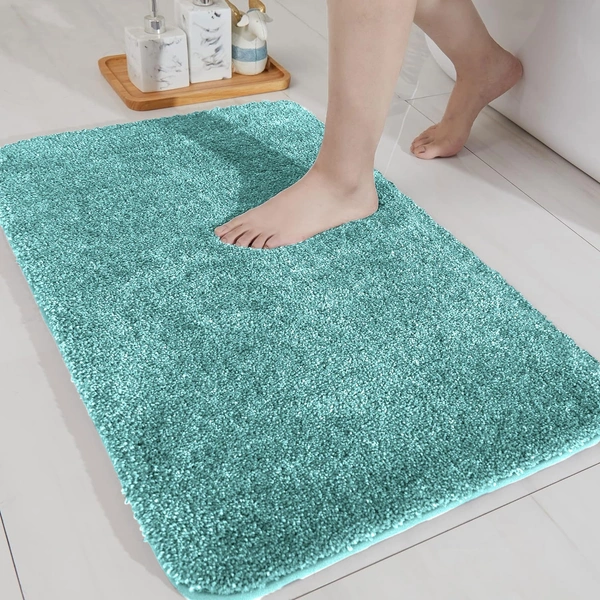 LUXE HOME INTERNATIONAL Luxe Home Newman Bath Mat ( 40x60 cm ) Bathroom Mat - Aqua | Soft, Non Slip, Washable | Door Mats for Home or Kitchen Mat for Floor - 40x60 cm, Aqua
