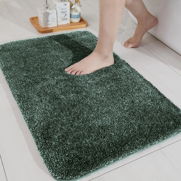 LUXE HOME INTERNATIONAL Bathmat Newman Microfiber 2500 GSM Anti Slip ( Hunter Green, 40x60 cm, Pack of 1 ) - Hunter Green