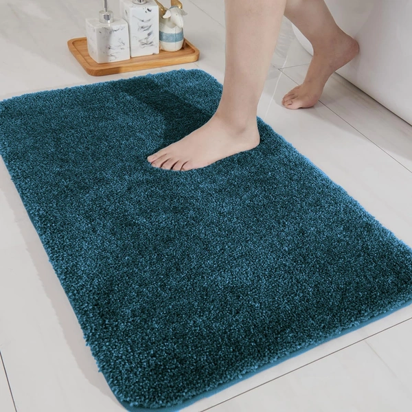 LUXE HOME INTERNATIONAL Bathmat Newman Microfiber 2500 GSM Anti Slip ( Teal, 40x60 cm, Pack of 1 ) - 40x60 cm, Teal