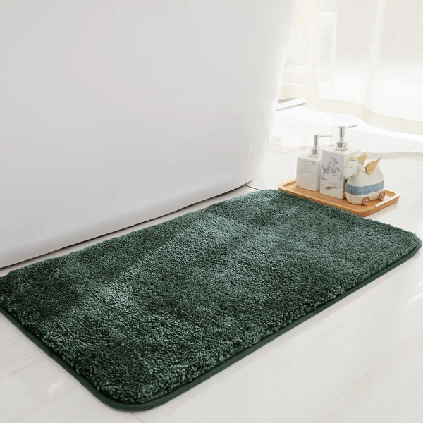 LUXE HOME INTERNATIONAL Bathmat Newman Microfiber 2500 GSM Anti Slip ( Hunter Green, 45x75 cm, Pack of 1 ) - 45x75 cm, Hunter Green