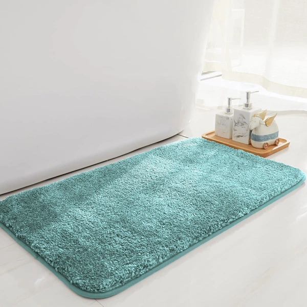 LUXE HOME INTERNATIONAL Luxe Home Newman Bath Mat ( 45x75 cm ) Bathroom Mat - Aqua | Soft, Non Slip, Washable | Door Mats for Home or Kitchen Mat for Floor - 45x75 cm, Aqua