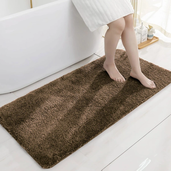 LUXE HOME INTERNATIONAL Bathmat Newman Microfiber 2500 GSM Anti Slip ( Coffee, 60x90 cm, Pack of 1 ) - 60x90 cm, Coffee