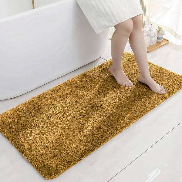 LUXE HOME INTERNATIONAL Bathmat Newman Microfiber 2500 GSM Anti Slip ( Gold, 60x90 cm, Pack of 1 ) - Gold