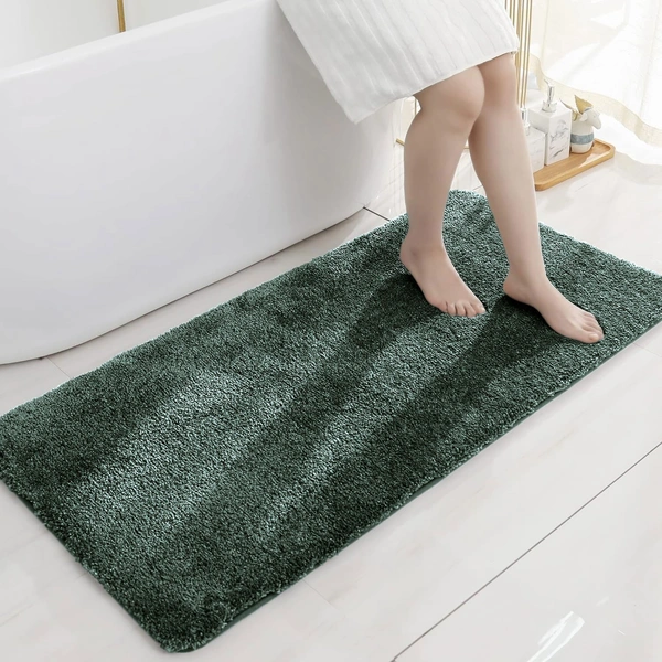 LUXE HOME INTERNATIONAL Bathmat Newman Microfiber 2500 GSM Anti Slip ( Hunter Green, 60x90 cm, Pack of 1 ) - 60x90 cm, Hunter Green