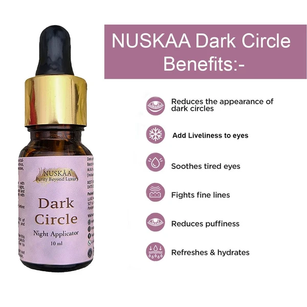 LUXE HOME INTERNATIONAL NUSKAAOrganicsUnderEyeCreamDarkCirclesandWrinklesRemovalNightApplicatorOilforWomen,10ml