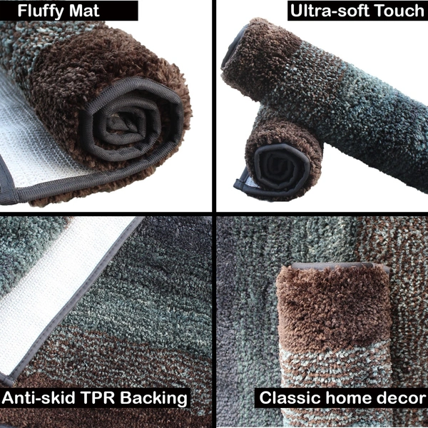 LUXE HOME INTERNATIONAL Bath Mat Super Soft Non Slip Mat For Bathroom, Bedroom, Living Room - 40x60 cm, Burnt Green