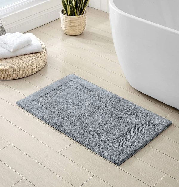 LUXE HOME INTERNATIONAL Bath Mat Cotton Super Soft Absorbent Paris Mat, Hotel Bath Mat for Bathroom, Kitchen, Doormat, Floor mat - 40x60 cm, Silver