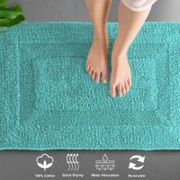 LUXE HOME INTERNATIONAL Bath Mat Cotton Super Soft Absorbent Paris Mat, Hotel Bath Mat for Bathroom, Kitchen, Doormat, Floor mat - 40x60 cm, Aqua